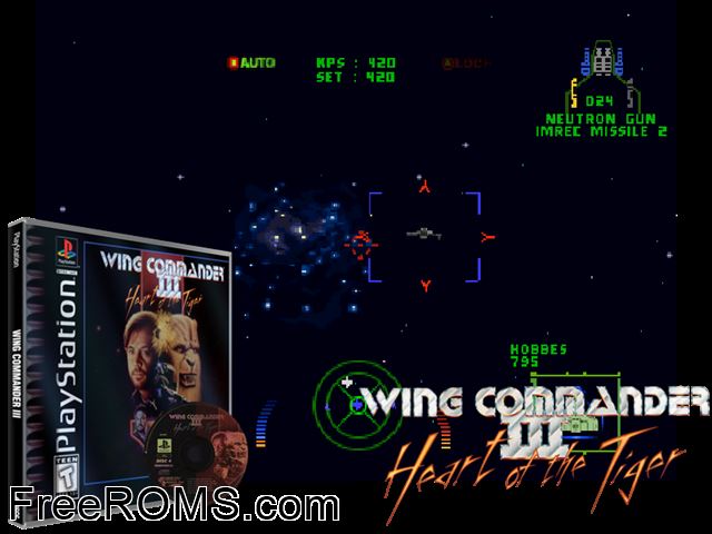 Wing Commander III - Heart of the Tiger [Disc4of4] PSX game showing 3D box cover and gameplay screenshot